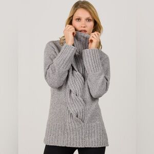 Margaret O’Leary Braided Chunky Mock Neck Sweater Women’s Size XS EUC